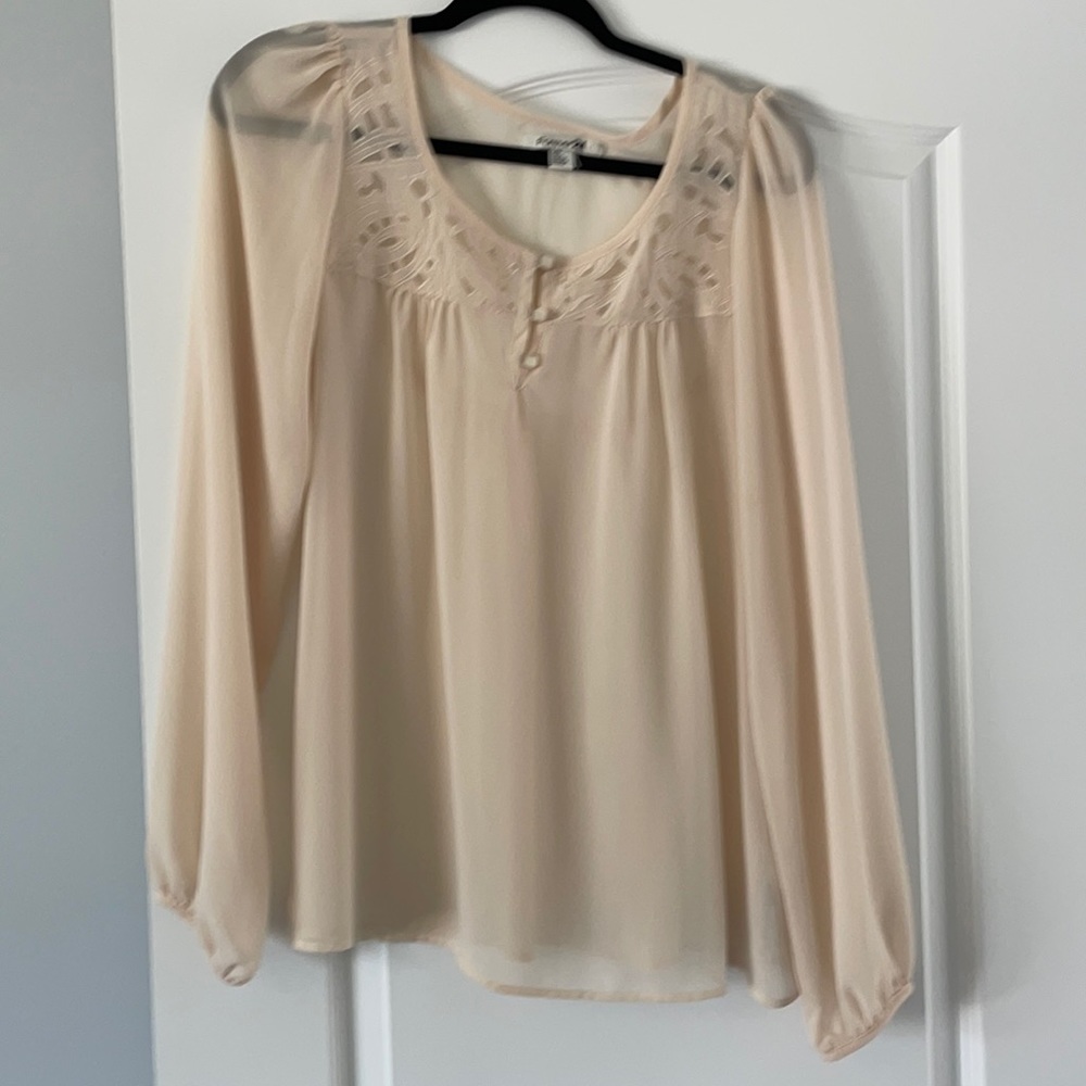 Cream long sleeve blouse